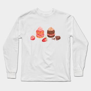 Chocolate and strawberry cakes Long Sleeve T-Shirt